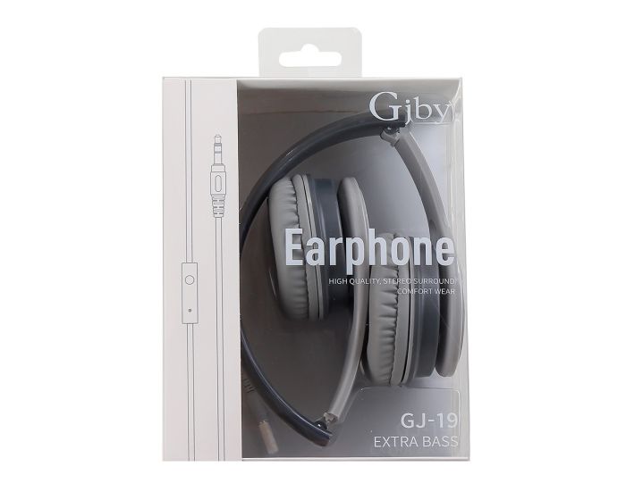 GJBY Audio Headphones (GJ-19) Ακουστικά 3.5mm με Καλώδιο 1.5m - Grey