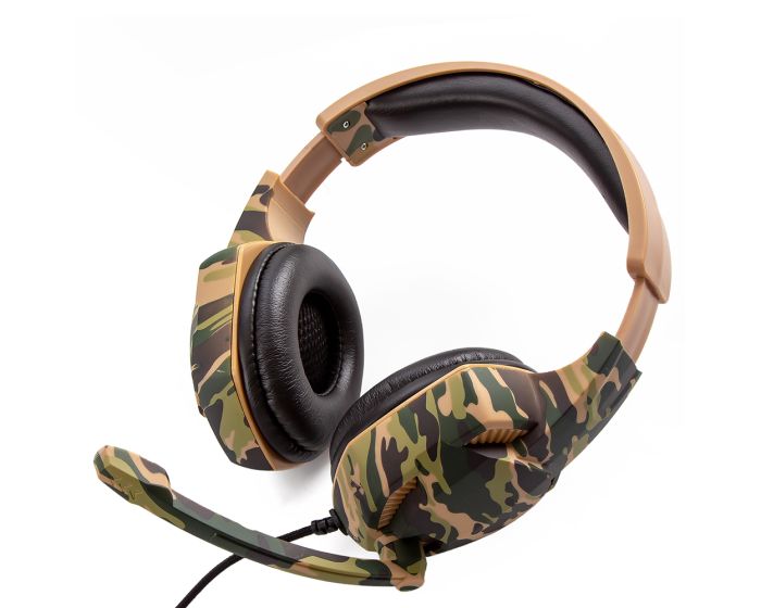 GJBY Audio Headphones (Gaming G4) Ακουστικά Mini 3.5mm με Καλώδιο 1.8m - Camo Brown