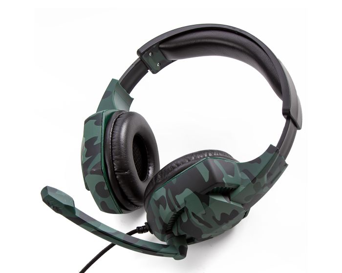 GJBY Audio Headphones (Gaming G4) Ακουστικά Mini 3.5mm με Καλώδιο 1.8m - Camo Green