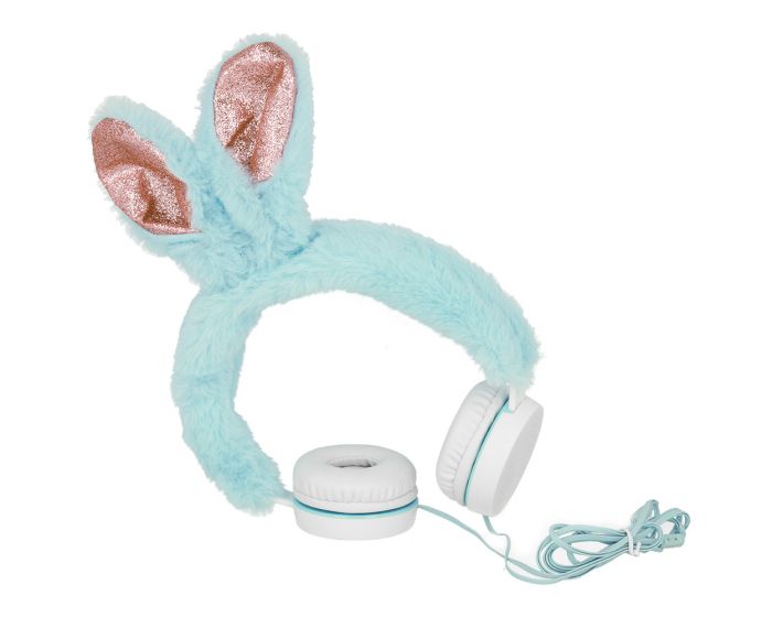 GJBY Plush Rabbit Audio Headphones Παιδικά Ακουστικά 3.5mm με Καλώδιο 1.5m - Blue