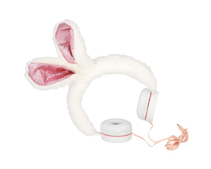 GJBY Plush Rabbit Audio Headphones Παιδικά Ακουστικά 3.5mm με Καλώδιο 1.5m - Pink