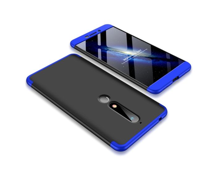 GKK Luxury 360° Full Cover Case Black / Blue (Nokia 6.1 2018)