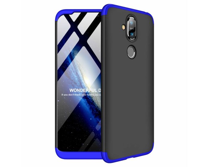 GKK Luxury 360° Full Cover Case Black / Blue (Nokia 8.1 / X7)