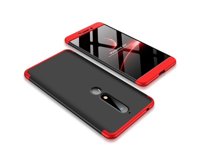 GKK Luxury 360° Full Cover Case Black / Red (Nokia 6.1 2018)