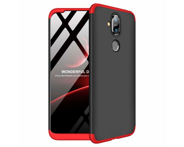 GKK Luxury 360° Full Cover Case Black / Red (Nokia 8.1 / X7)
