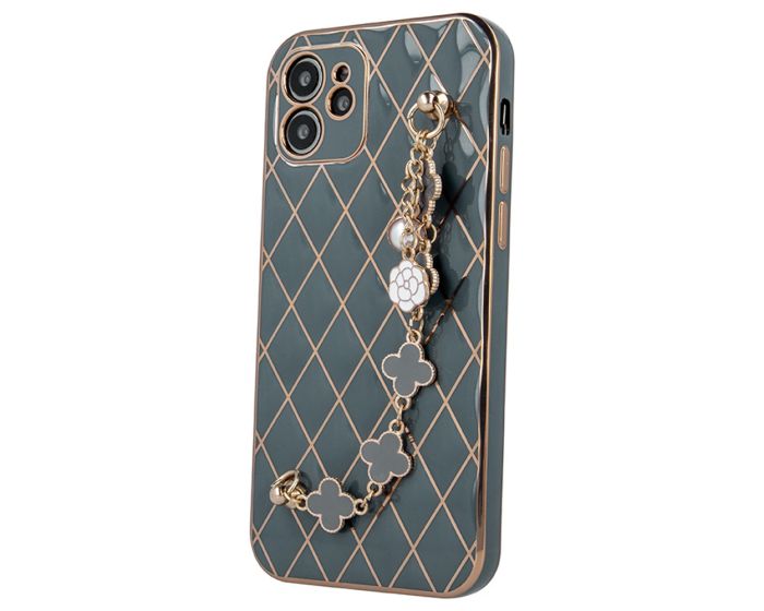 Glamour Quilted Case Θήκη TPU με Διακοσμητική Αλυσίδα - Green (Samsung Galaxy S21 5G)