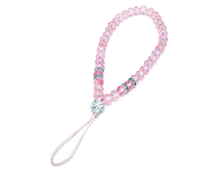 Smartphone Lanyard Glass Beads String Pendant Λουράκι - Pink