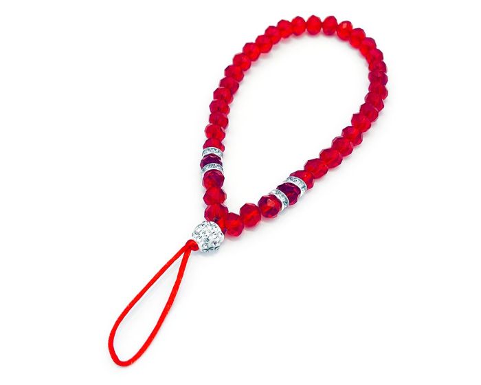 Smartphone Lanyard Glass Beads String Pendant Λουράκι - Red