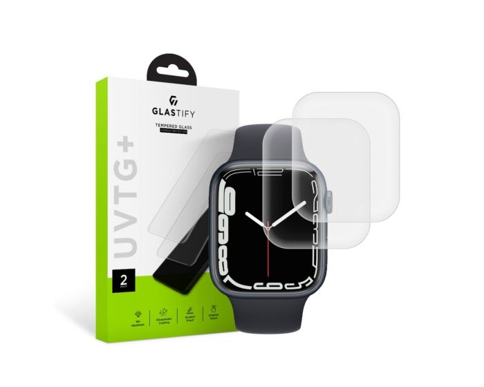 GLASTIFY UVTG+ Full Cover Tempered Glass 2-Pack Liquid Dispersion Tech (Apple Watch 7 / 8 / 9 41mm)