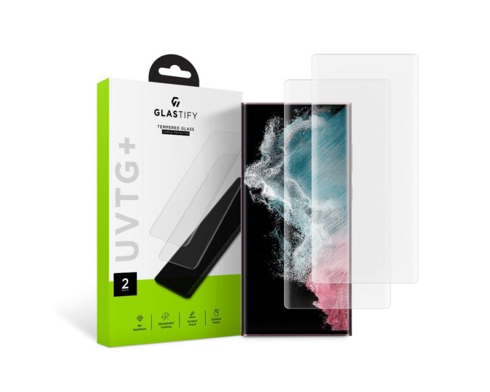 GLASTIFY UVTG+ Full Cover Tempered Glass 2-Pack Liquid Dispersion Tech (Samsung Galaxy S22 Ultra 5G)