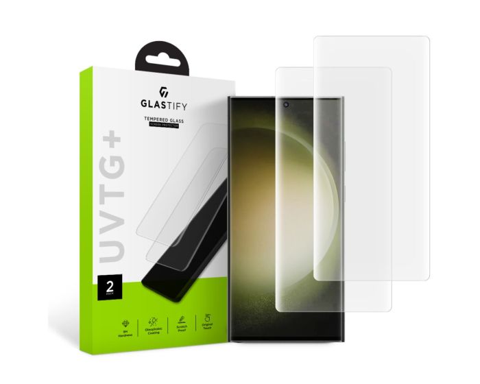 GLASTIFY UVTG+ Full Cover Tempered Glass 2-Pack Liquid Dispersion Tech (Samsung Galaxy S23 Ultra)