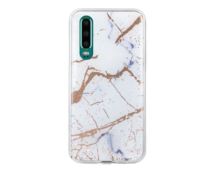 Glitter Marble TPU Gel Case Θήκη Σιλικόνης White (Huawei P30)