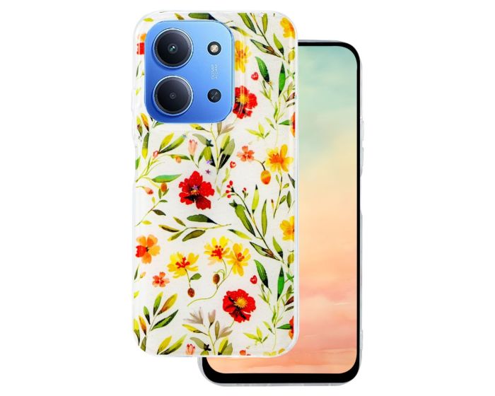 Glow Glam TPU Silicone Case Θήκη - White Floral (Xiaomi Redmi 15 4G / 5G)