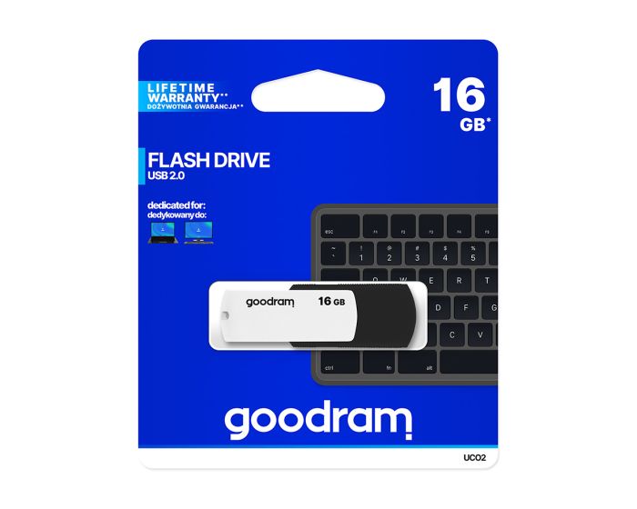 Goodram USB Flash Drive 2.0 UCO2 Memory Stick 16GB Black / White