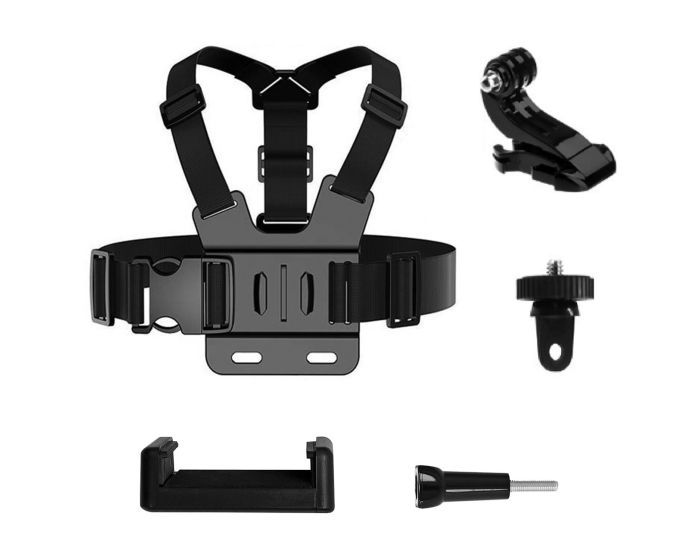 Adjustable Chest Strap 5in1 Accessories Set Ιμάντας Στήθους με Αξεσουάρ για Action Camera GoPro / DJI / Insta360 / SJCam / Eken