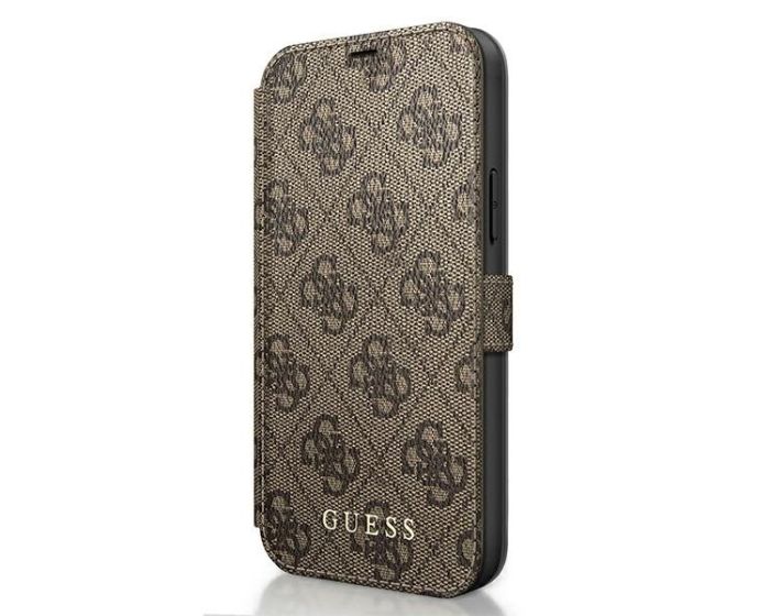 Guess GUFLBKSP12M4GB 4G Charms Collection Wallet Case Θήκη Πορτοφόλι - Brown (iPhone 12 / 12 Pro)