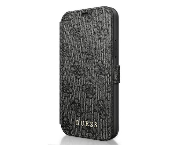 Guess GUFLBKSP12M4GG 4G Charms Collection Wallet Case Θήκη Πορτοφόλι - Grey (iPhone 12 / 12 Pro)