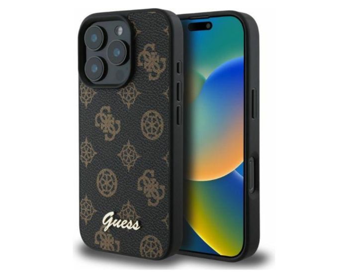 Guess GUHMP16LPGPYSK Peony Script MagSafe Series Hard Case Σκληρή Θήκη Black (iPhone 16 Pro)