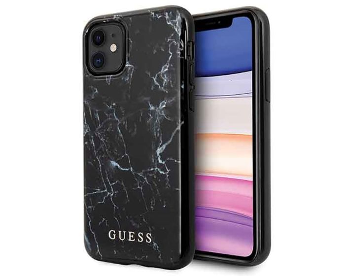 Guess GUHCN61PCUMABK Marble Series Hard Case Σκληρή Θήκη Black (iPhone 11)