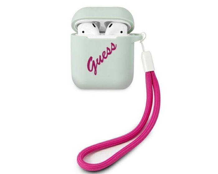 Guess Silicone Vintage Protective Case για τα Apple AirPods - Blue / Fuchsia