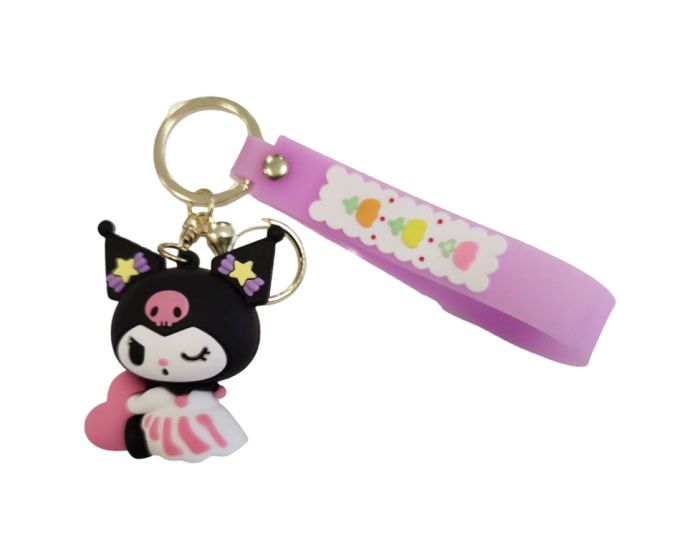 BEST FOR Hello Kitty Sanrio 3D Rubber Keychain Μπρελόκ - Kuromi Heart