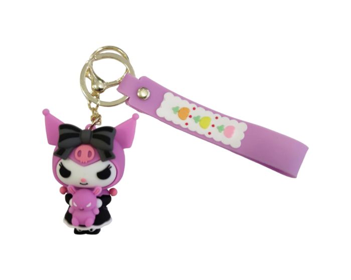 BEST FOR Hello Kitty Sanrio 3D Rubber Keychain Μπρελόκ - Kuromi Teddy Bear