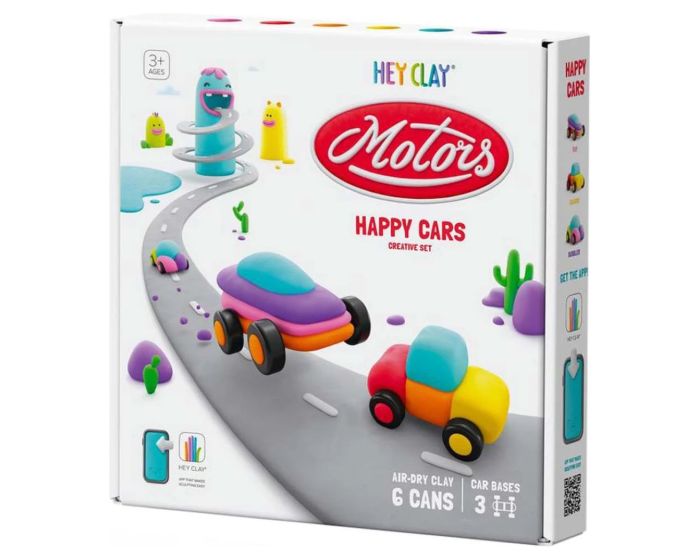 Hey Clay Motors Πολύχρωμος Πηλός - Happy Cars Set