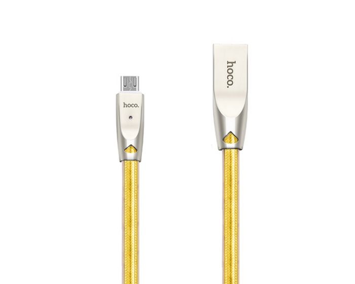 HOCO Jelly Knitted U9 Cable Micro USB Data Sync & Charging 2.4A 1.2m Gold