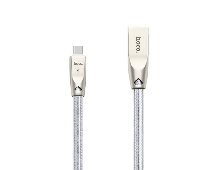 HOCO Jelly Knitted U9 Cable Type-C Data Sync & Charging 2.4A 1.2m Silver