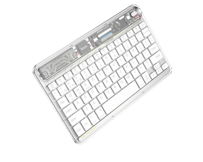 HOCO Tranparent Discovery S55 Bluetooth Keyboard Ασύρματο Πληκτρολόγιο με Φωτισμό - White