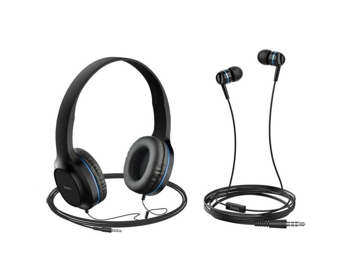 HOCO W24 Enlighten Headphones Set Ακουστικά με Μικρόφωνο - Blue