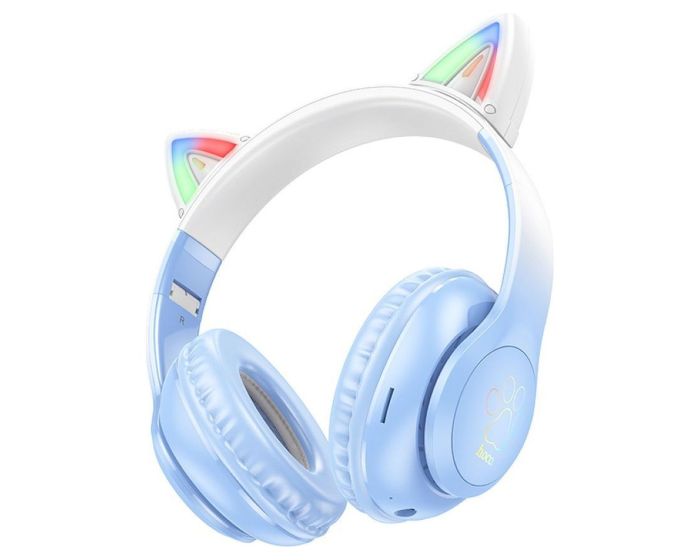 HOCO W42 Cat Ear Bluetooth Wireless Headphones Ασύρματα Ακουστικά Crystal Blue - MT78688