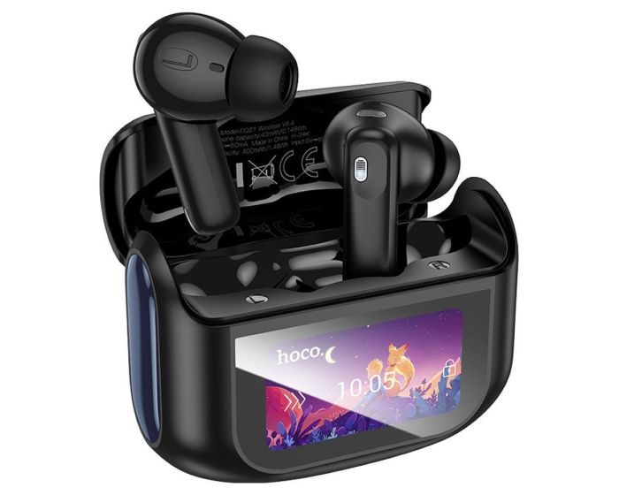 HOCO EQ21 ANC + ENC TWS Wireless Bluetooth Stereo Earbuds with Touch Screen - Midnight Black - MT80625