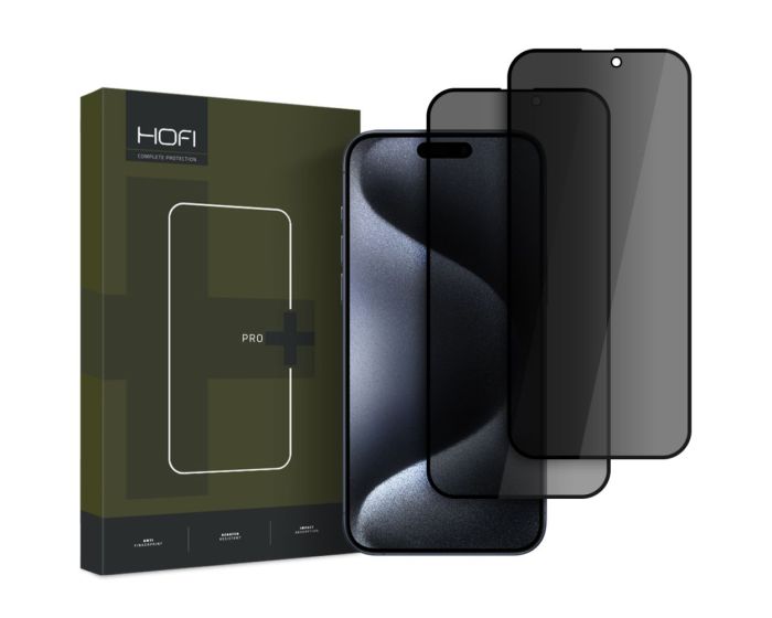 Hofi Anti Spy Glass Pro+ 3D Privacy Tempered Glass 2-Pack Black (iPhone 16 Plus)