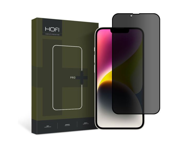 Hofi Anti Spy Glass Pro+ 3D Privacy Tempered Glass Black (iPhone 13 / 13 Pro / 14 / 16e / 17e) - MT67200