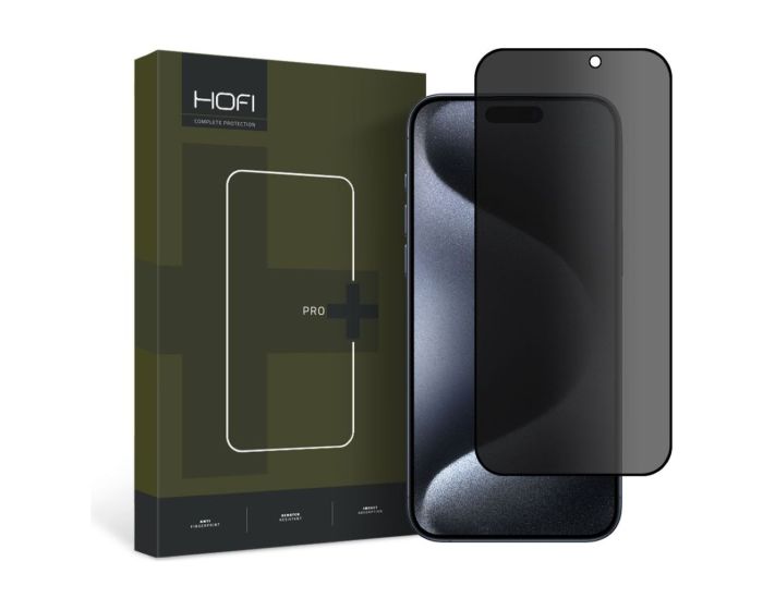 Hofi Anti Spy Glass Pro+ 3D Privacy Tempered Glass Black (iPhone 15 Pro) - MT83538