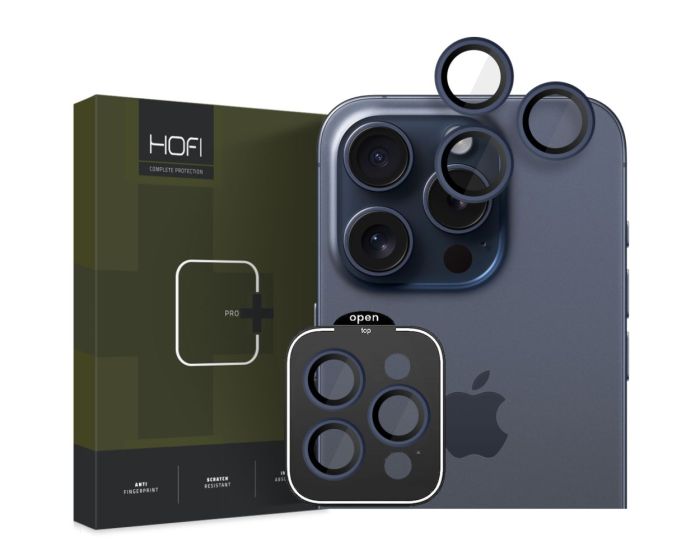 Hofi CAMRING PRO+ Camera Lens Tempered Glass Prοtector Navy (iPhone 15 Pro / 15 Pro Max) 