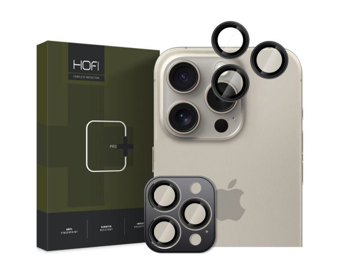 Hofi CAMRING PRO+ Camera Lens Tempered Glass Prοtector Black (iPhone 16 Pro / 16 Pro Max) 