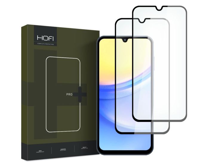 Hofi Glass Pro+ 9H Tempered Glass Screen Prοtector 2-Pack Black (Samsung Galaxy A15 4G / 5G / A25 5G)