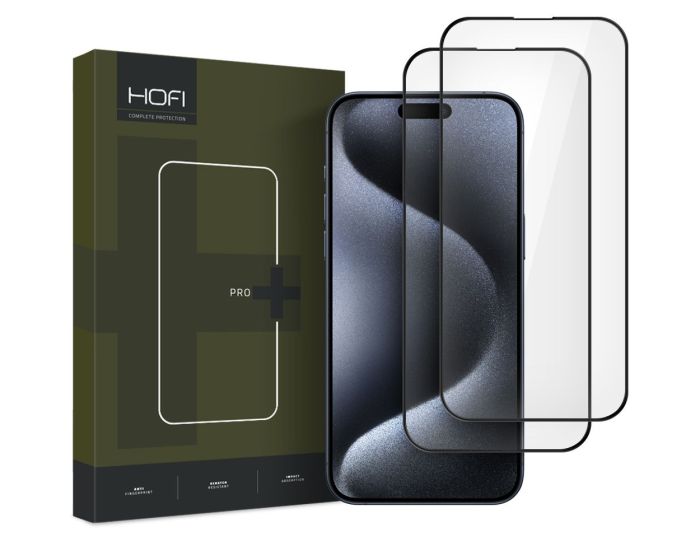 Hofi Glass Pro+ 9H Tempered Glass Screen Prοtector 2-Pack Black (iPhone 16)