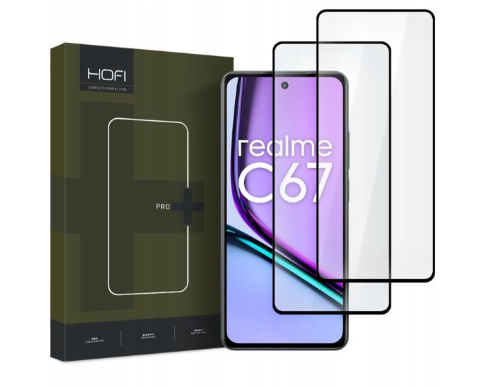 Hofi Glass Pro+ 9H Tempered Glass Screen Prοtector 2-Pack Black (Realme C67 4G)