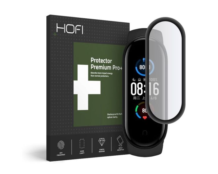 Hofi Hybrid 3D Full Face Αντιχαρακτικό Γυαλί 7H Tempered Glass Μαύρο (Xiaomi Mi Band 5 / 6)