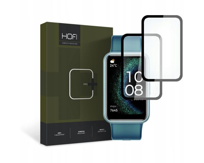 Hofi Hybrid 3D Full Face Αντιχαρακτικό Γυαλί 7H Tempered Glass 2pcs Μαύρο (Huawei Watch Fit SE)