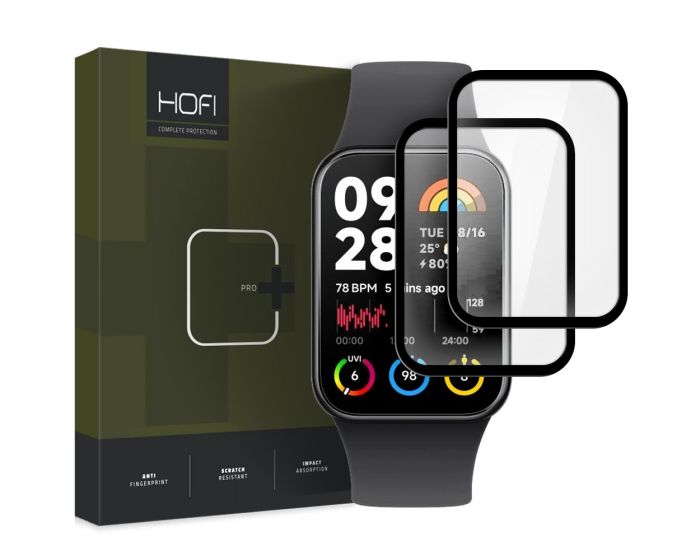 Hofi Hybrid 3D Full Face Αντιχαρακτικό Γυαλί 7H Tempered Glass 2pcs Μαύρο (Xiaomi Smart Band 8 Pro)