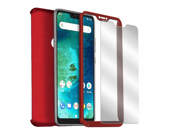 360 Full Cover Case & Tempered Glass - Red (Samsung Galaxy A10)
