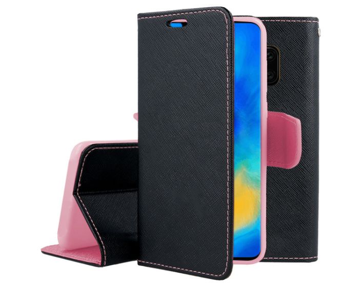 Tel1 Fancy Diary Θήκη Πορτοφόλι με δυνατότητα Stand Black / Pink (Huawei Mate 20 Pro)