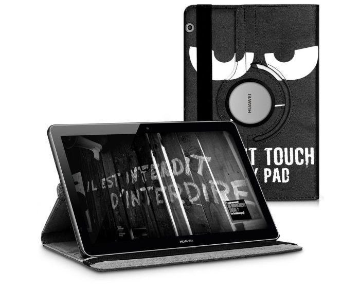 KWmobile Περιστρεφόμενη 360 μοίρες Θήκη Case Stand Dont Touch my Pad (43414.01) Μαύρο (Huawei MediaPad T3 10 9.6'')
