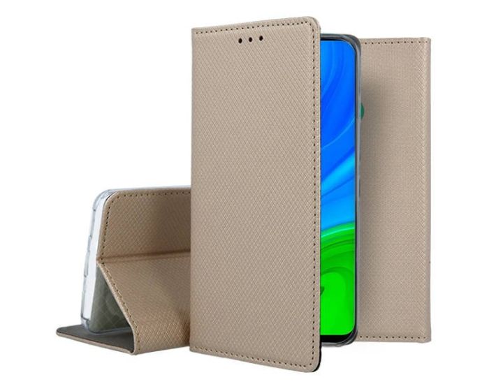 Forcell Smart Book Case με Δυνατότητα Stand Θήκη Πορτοφόλι Gold (Huawei P Smart 2020)