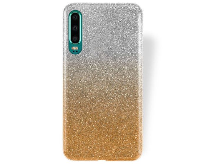Forcell Glitter Shine Cover Hard Case Clear / Gold (Huawei P30)