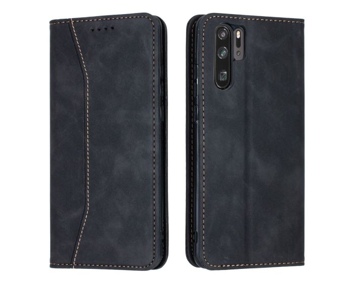 Bodycell PU Leather Book Case Θήκη Πορτοφόλι με Stand - Black (Huawei P30 Pro)